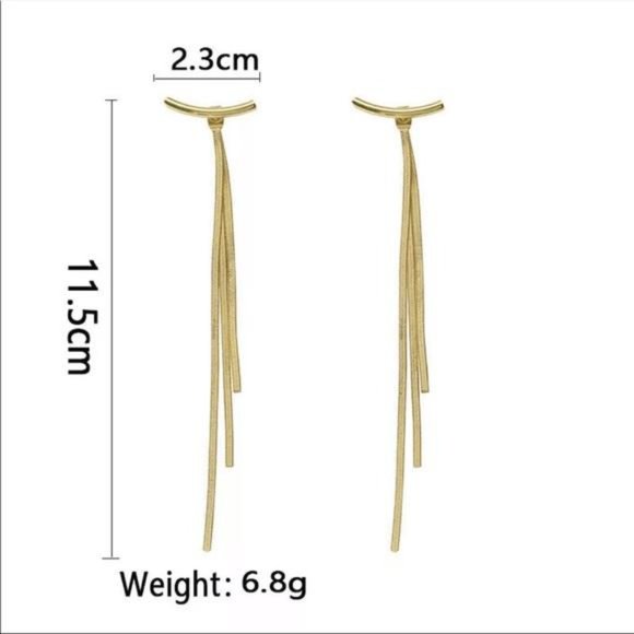 NEW 18K ROSE GOLD LONG TASSEL ARC EARRINGS - Picture 5 of 6